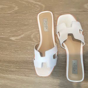 Hayden White Leather Sandals, sz 7